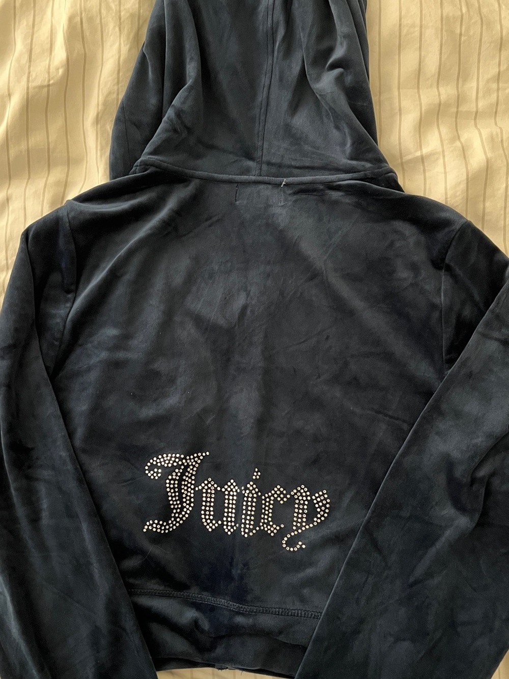 NEW $119 Large Juicy Couture BLING OG Velour Zip Up Hoodie Hooded Jacket